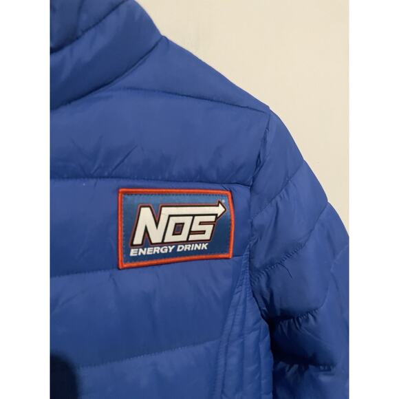 NOS Monster Energy Drink Light Women’s Quilted Puffer Jacket Size Medium Blue - Picture 2 of 7